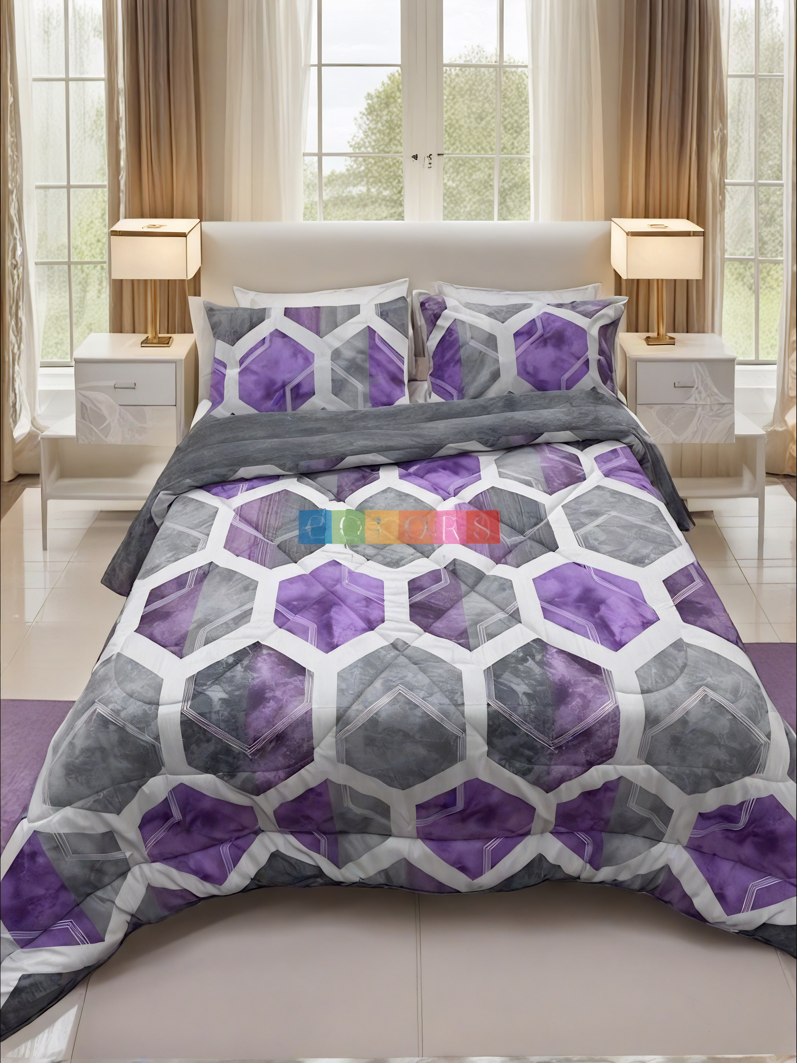 Dual-Faced Fur X Cotton Quilt Set ( Model 12 )