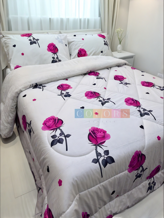 Dual-Faced Fur X Cotton Quilt Set ( Model 13 )