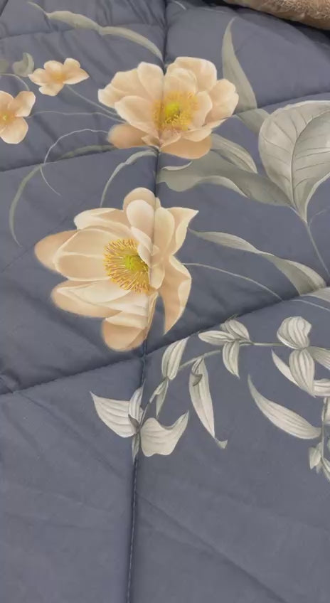 Dual-Faced Fur X Soft Cotton Satin Quilt Set (Model 1)